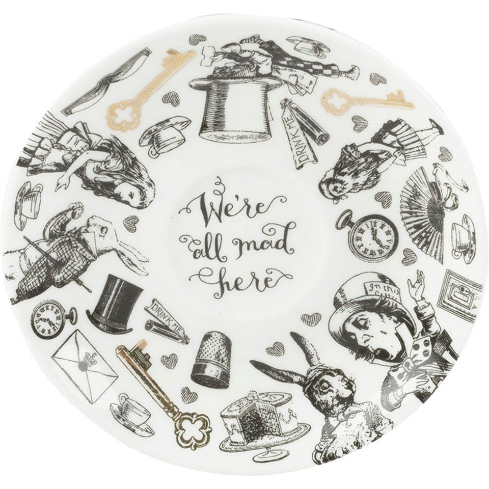 image 1 of V&A Alice in Wonderland Espresso Cup Saucer White 100ml White