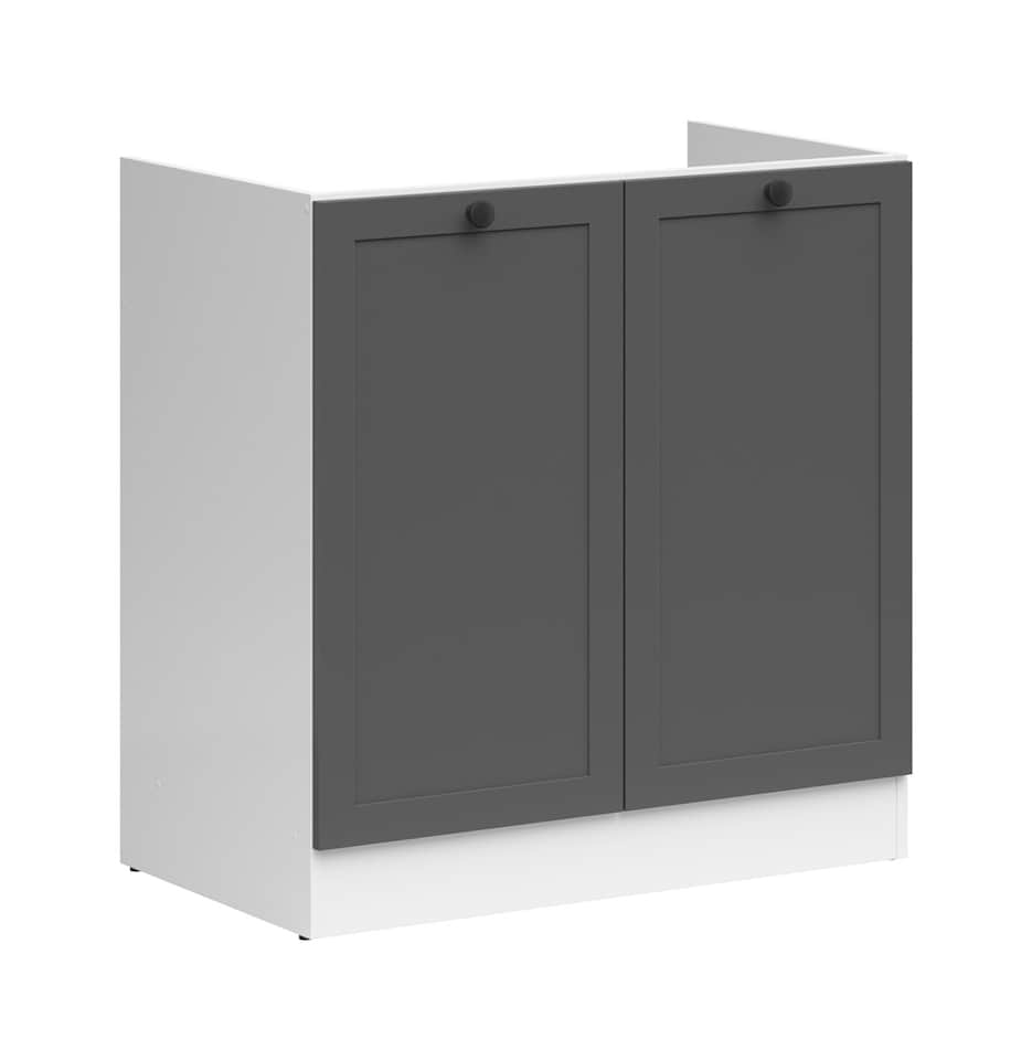 image 1 of Kitchen Sink and Base Unit All in One Under Sink 800mm Base Cabinet Shaker Dark Grey with Steel Sit On Lay On Sink Modern Junona