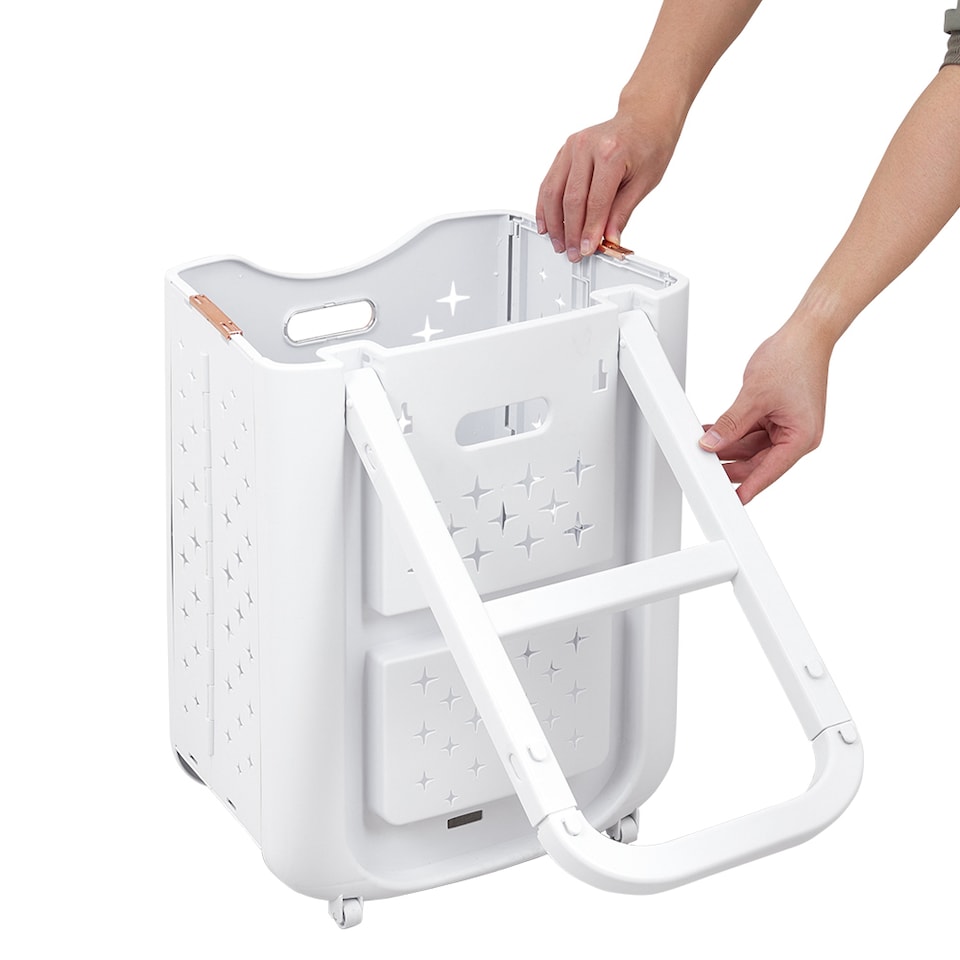 image 1 of Living and Home 3-Tier Foldable Laundry Baskets with Casters,L