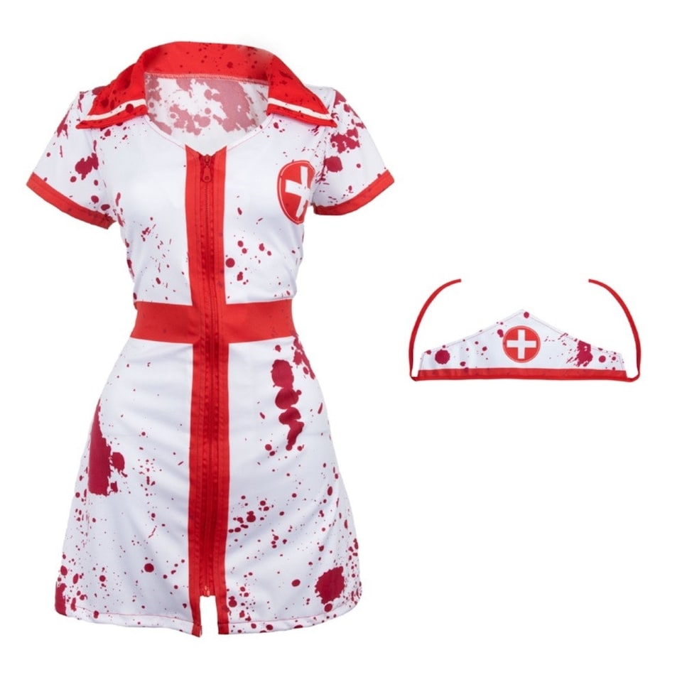 image 1 of Bloody Nurse Costume | Red | L