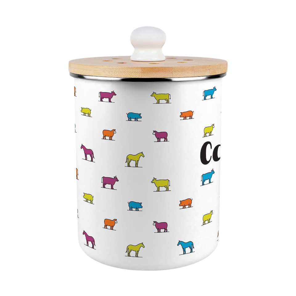 image 1 of Colourful Farm Animals Compost Caddy - Metal 2L Decorative Kitchen Food Waste Bin