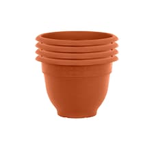 Bell Pot 4x 28cm Round Plastic Garden Planter Orange