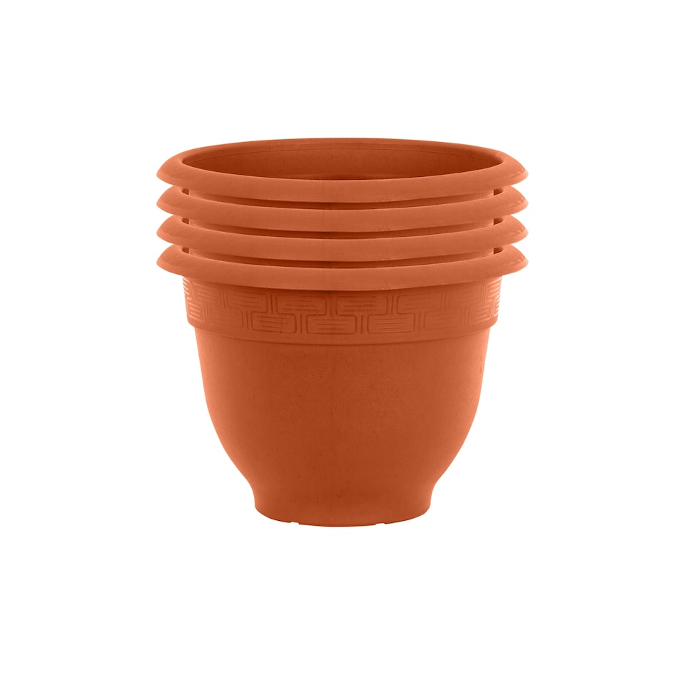 image 1 of Bell Pot 4x 28cm Round Plastic Garden Planter Orange