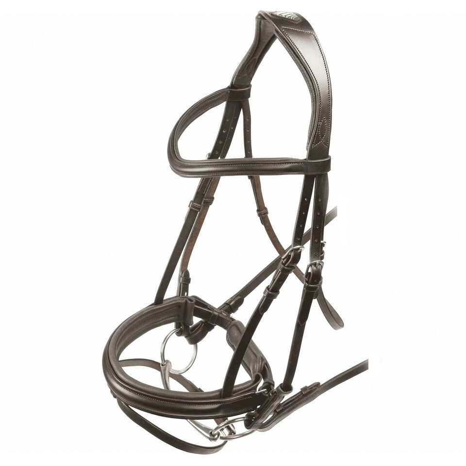 image 1 of Velociti Leather Horse Dressage Bridle - Havana - X Full