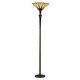 image 1 of Dark 1 Light Floor Lamp Uplighter Black, Tiffany Style Glass, E27