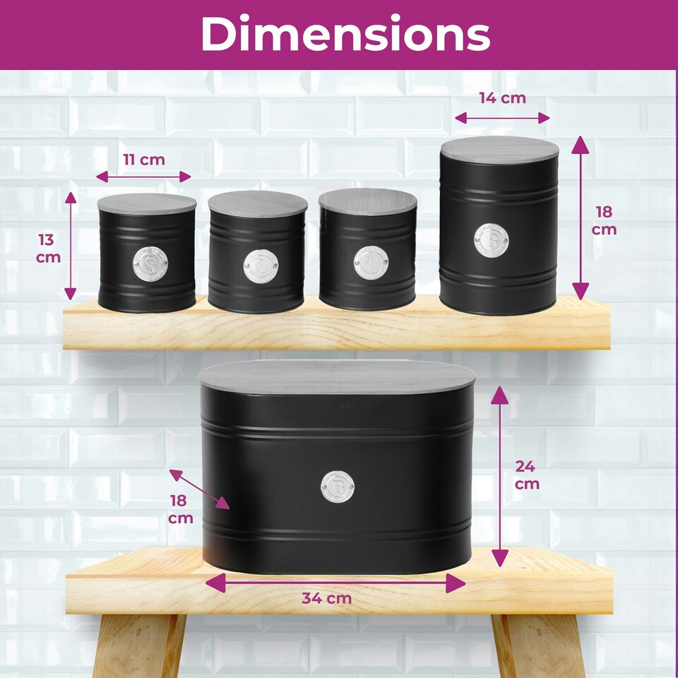 image 1 of Navy Scandinavian 5 Piece Kitchen Canister Set