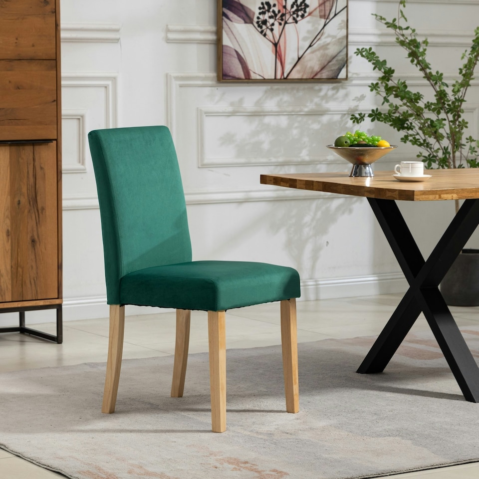 image 1 of Maiolo Velvet Dining Chairs - Set of 2 - Green