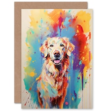 Cream Golden Retriever Lover Pet Portrait Dog Art Card
