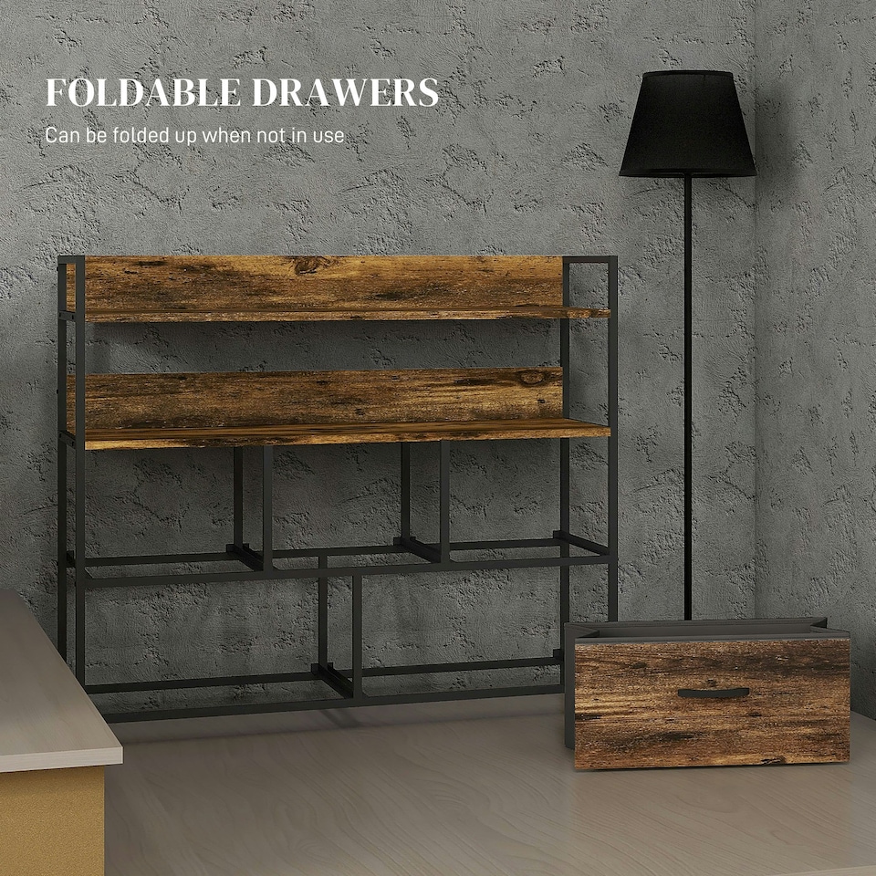 image 1 of HOMCOM Bedroom Chest of Drawers 5 Drawer Dresser w/ Shelves, Grey Wood Effect