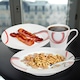 image 4 of 16 Piece Dinner Set Red & Black Pattern Dinnerware Plates Mugs Home