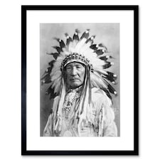 Photo Native American Indian Mountain Chief 12x16" Framed Wall Art Print