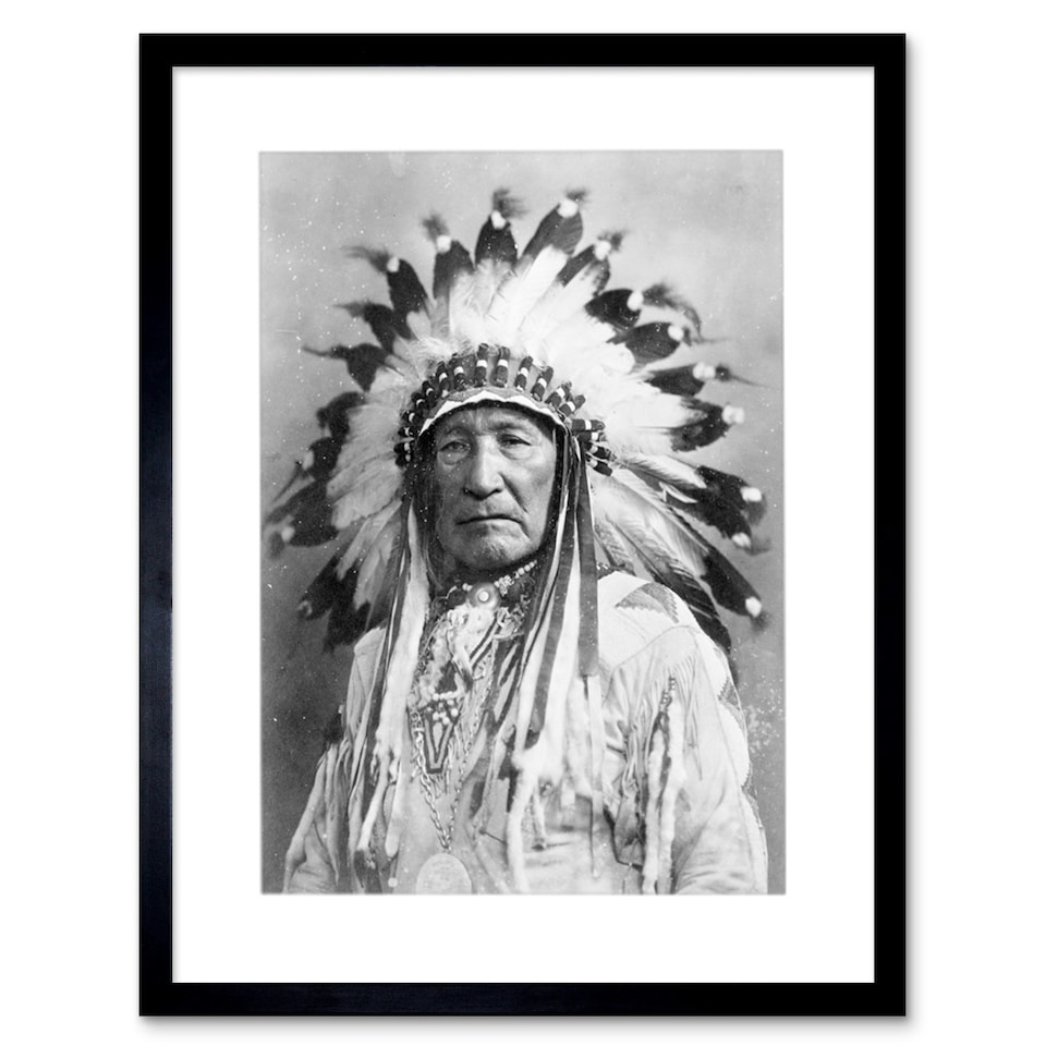 image 1 of Photo Native American Indian Mountain Chief 12x16" Framed Wall Art Print