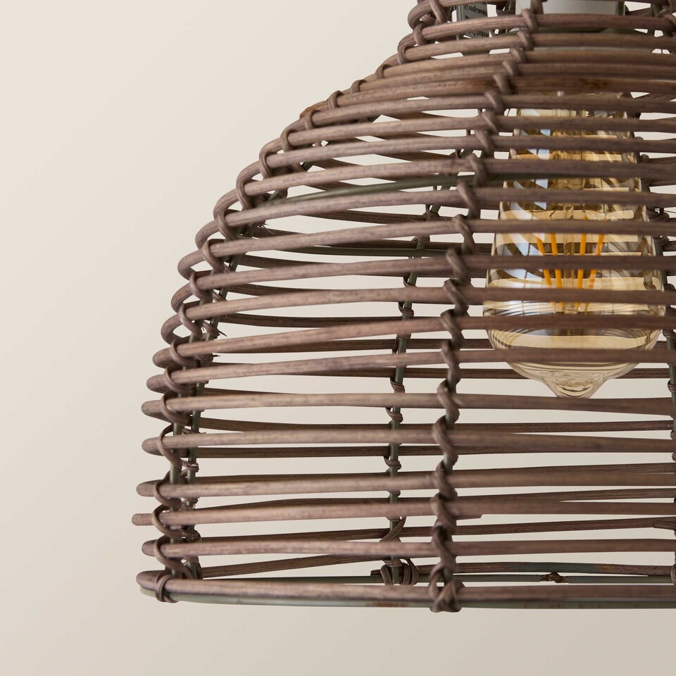 image 1 of ValueLights Lobster Wicker Rattan Grey Ceiling Pendant Light Shade | Grey