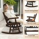 image 7 of COSTWAY Patio Rocking Bench Double Rocker Loveseat Brown