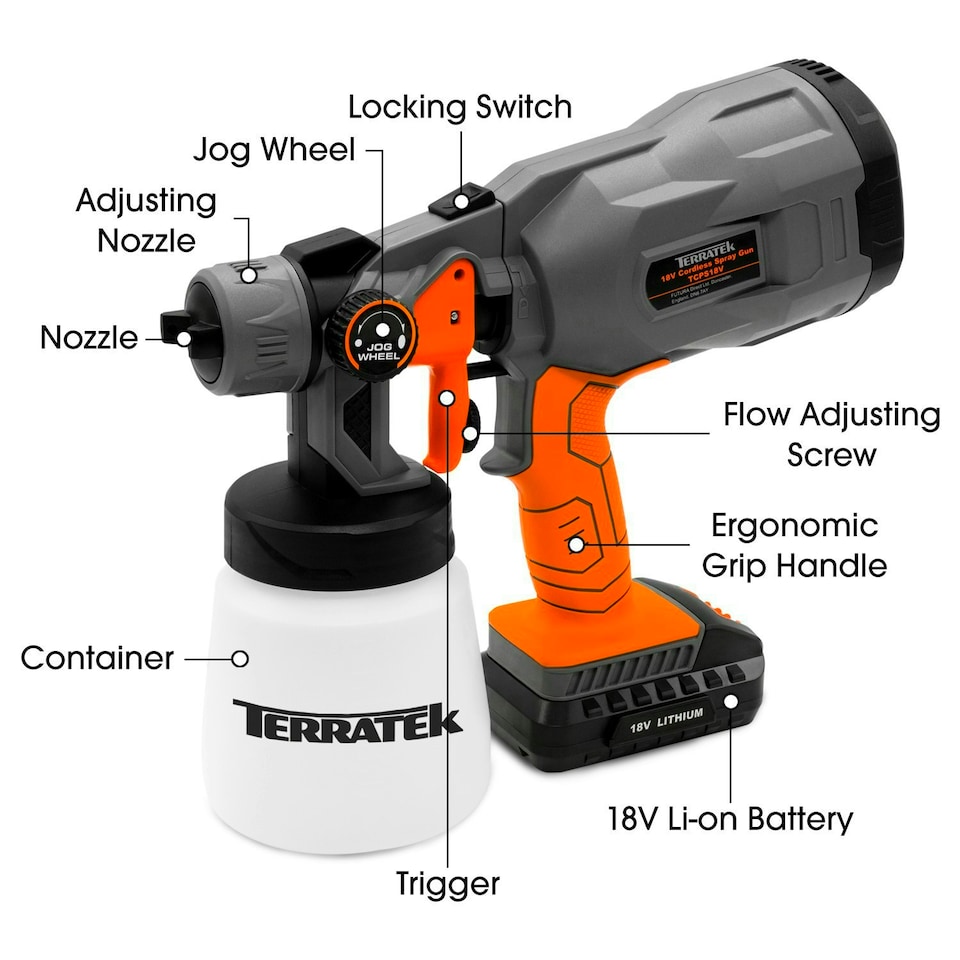 image 1 of Terratek 18V Cordless Electric Spray Gun Fence Sprayer (2 Batteries)