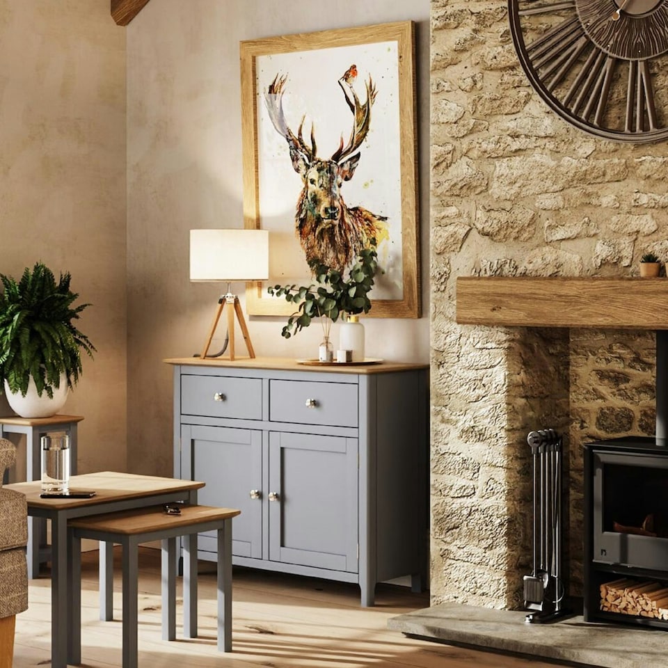 image 1 of Taberno Oak 2 Door 2 Drawer Sideboard Dove Grey Grey