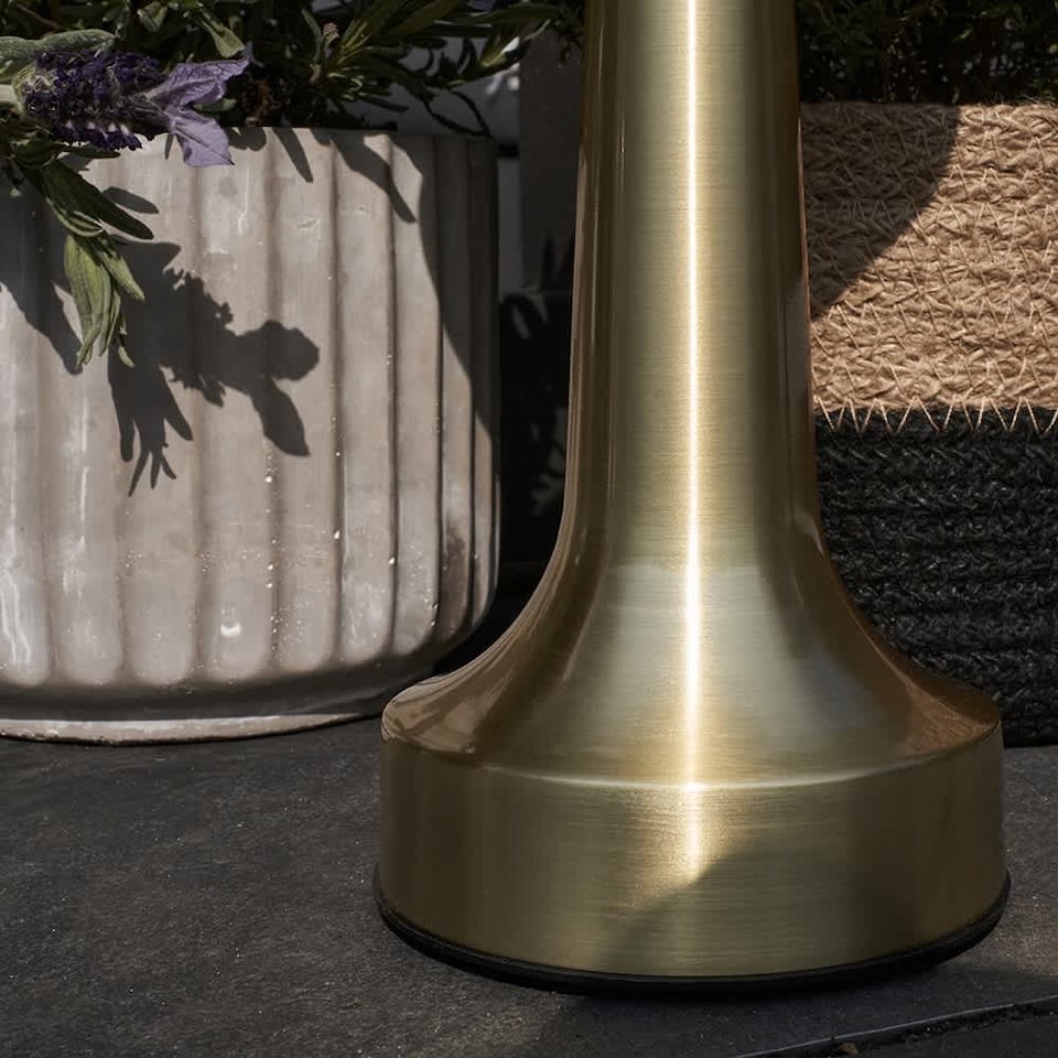 image 1 of ValueLights Set of 3 Troy Brass LED Rechargeable Touch Table Lamp