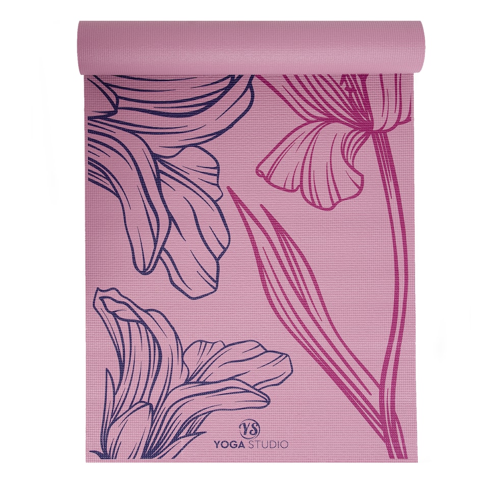 image 1 of Yoga Studio Designed Sticky Yoga Mat 6mm - Dusty Pink Mat Lively Lilium | Multi | Dusty Pink Mat Lively Lilium | 183cm x 61cm x 6mm