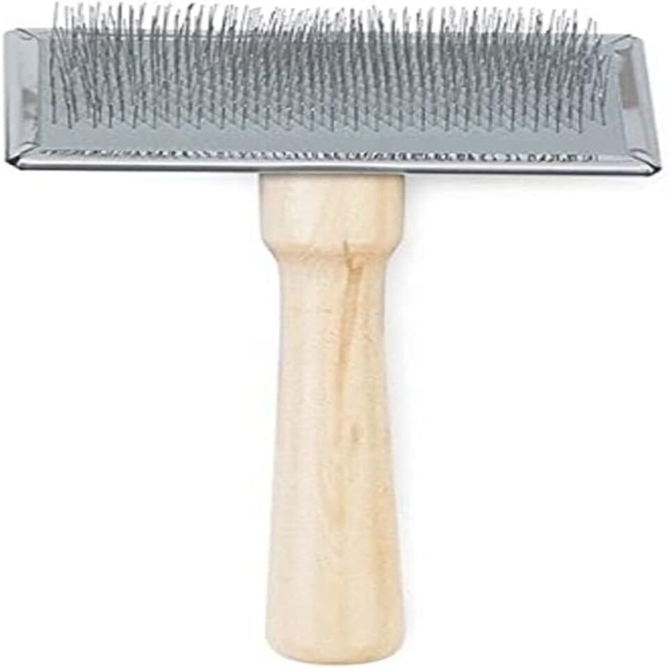 Ancol Heritage Wood Handle Soft Slicker Brush Medium, Light Brown