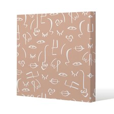 line drawing abstract faces (Canvas Print) 114 x 114 x 4cm