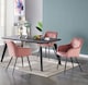 image 8 of Set of 4 Camden Modern Velvet Dining Chairs with Armrests, Quilted Design & Black Metal Legs | Pink