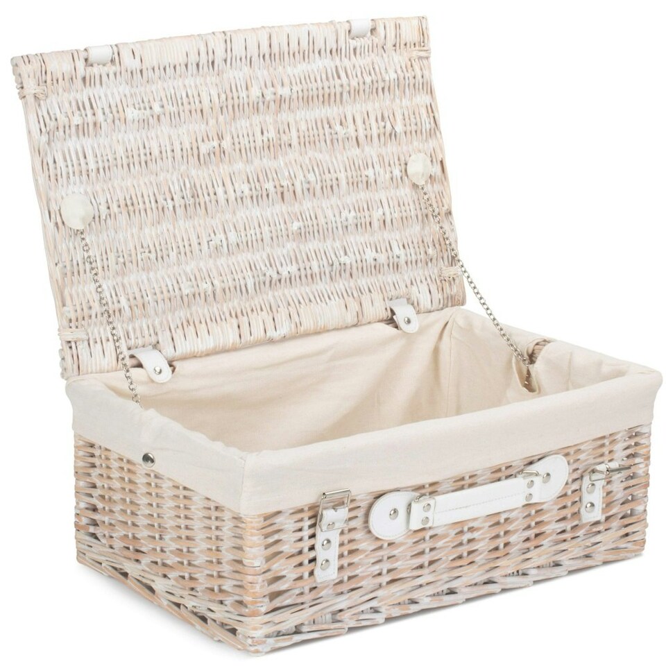 image 1 of 45cm Wicker Picnic Basket with Lining Grey | Grey | One Size