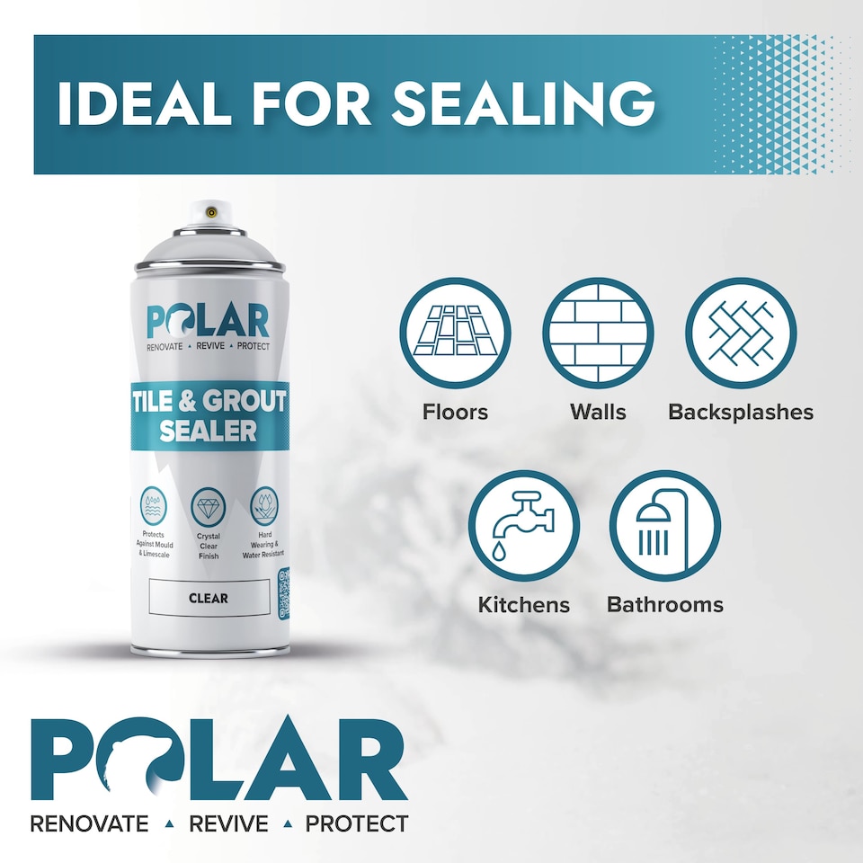image 1 of Polar Tile & Grout Sealer Spray Waterproof Finish | Clear | Clear | 400 ml | 1
