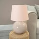 image 3 of ValueLights Bosco Natural Stone Globe Ceramic Table Lamp with Pink Fabric Tapered Lamp Shade