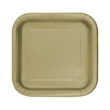 Gold Biodegradable Square Paper Plates 17cm - Pack of 16