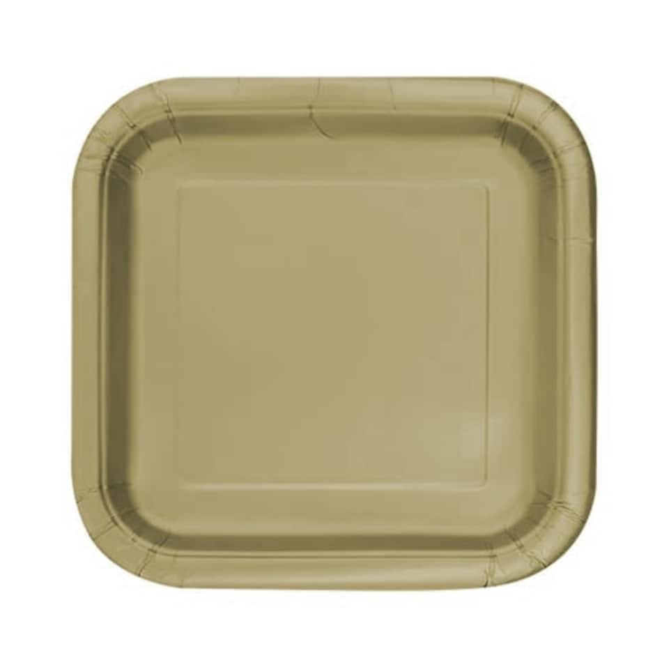 Gold Biodegradable Square Paper Plates 17cm - Pack of 16
