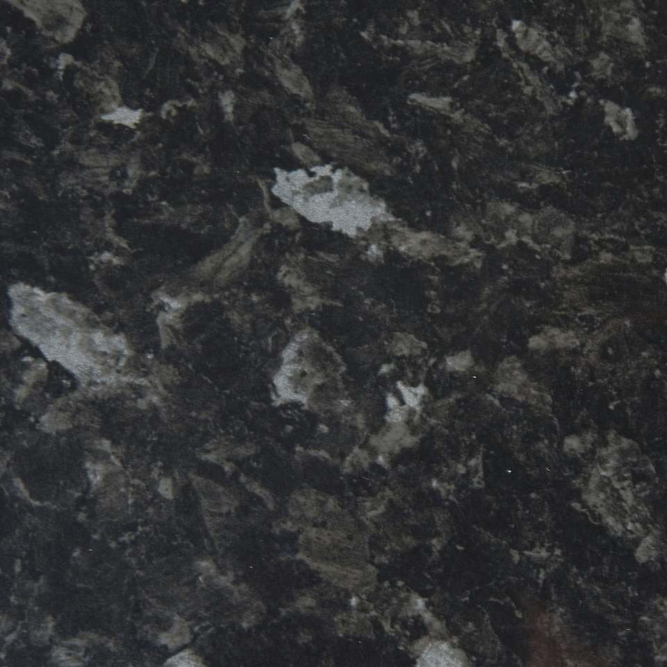 Black Slate Gloss MFC Laminate Kitchen Worktop, W 2000mm x L 28mm x D 365mm, Black Black