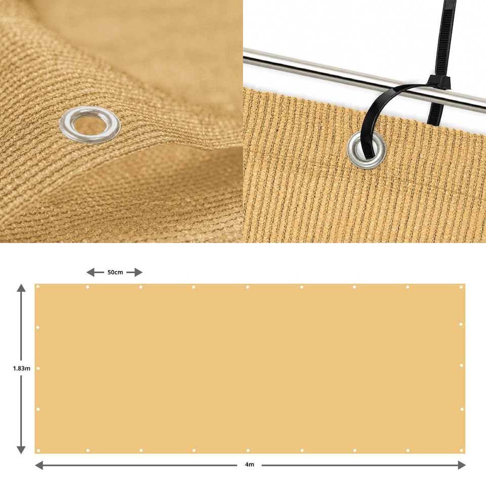 image 1 of True Products Sand Privacy & Balcony Screening Net Heavy Duty 180gsm with Eyelets 1.83m x 4m