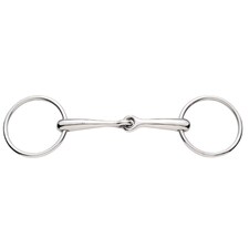 Korsteel Stainless Steel Solid Mouth Jointed 16mm Loose Ring Snaffle Bit | Silver | Silver | 5.5in | 1