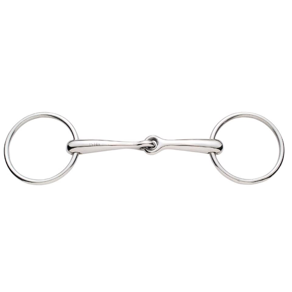 Korsteel Stainless Steel Solid Mouth Jointed 16mm Loose Ring Snaffle Bit | Silver | Silver | 5.5in | 1
