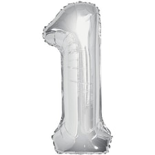 Silver Number 1 Helium Foil Giant Balloon 86cm / 34 in
