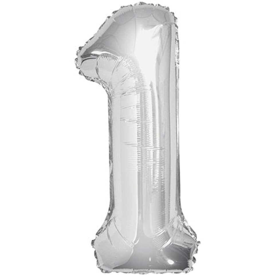 Silver Number 1 Helium Foil Giant Balloon 86cm / 34 in