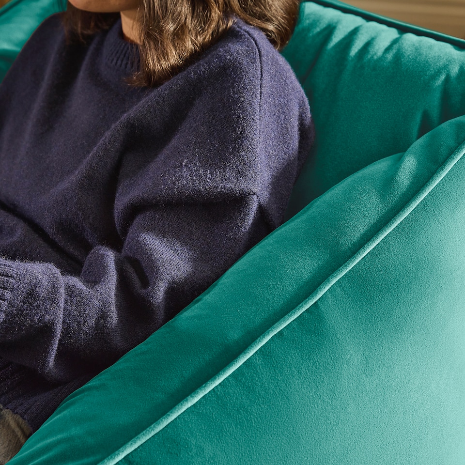 image 1 of icon Natalia  Velvet Armchair and Milano Round Footstool Bean Bag, Teal