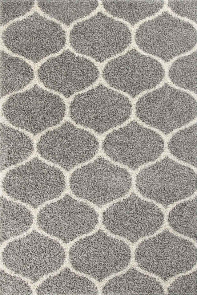 image 1 of The Rugs Moroccan Collection Soft High Pile Shaggy Trellis Floor Rugs and Runners Living Room