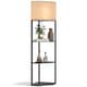 image 1 of HOMCOM Corner Floor Lamp with Shelves, Modern Tall Standing Lamp with Chain Switch for Living Room, Bedroom, Bulb Not Included, Black