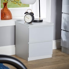 Grey 2 Drawer Bedside Cabinet Nightstand Modern Storage Unit Furniture Bedroom