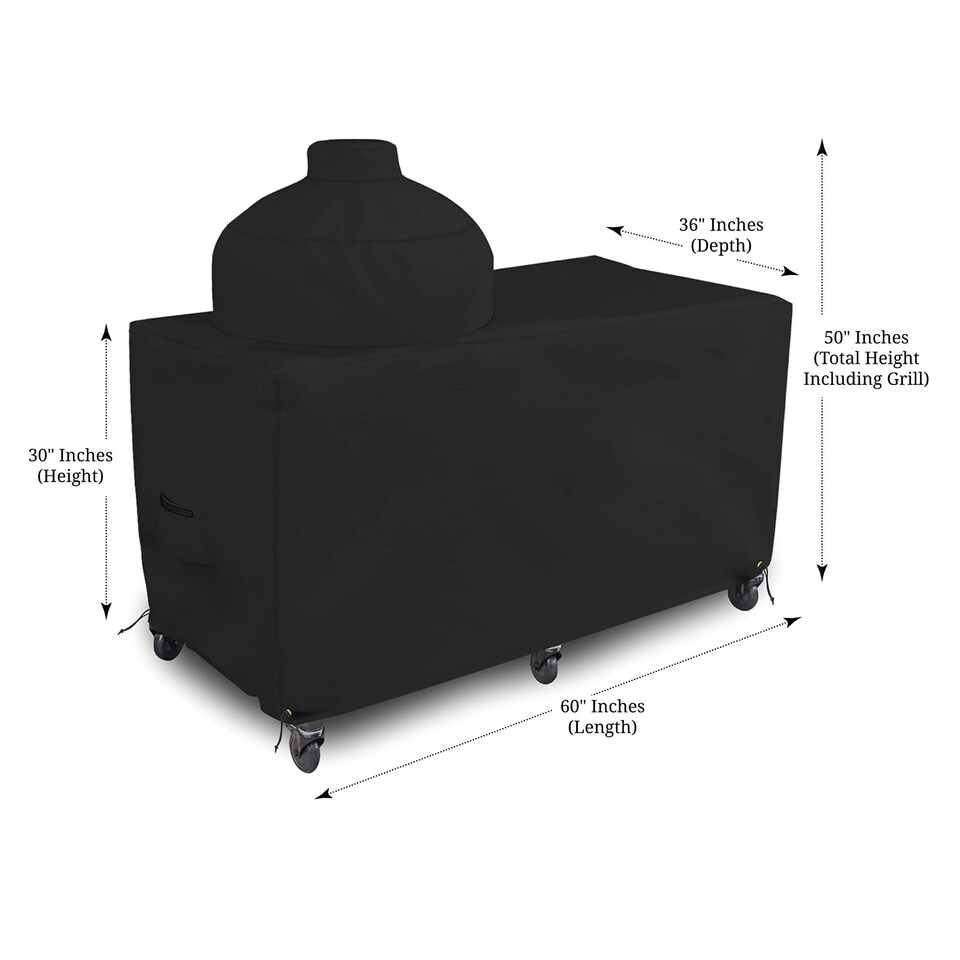 image 1 of Covers&All Big Egg Grill Cover, 12 Oz Waterproof UV & Weather Resistant, PVC Coated Outdoor Cover, 60 in L x 36 in D x 50 in H, Black