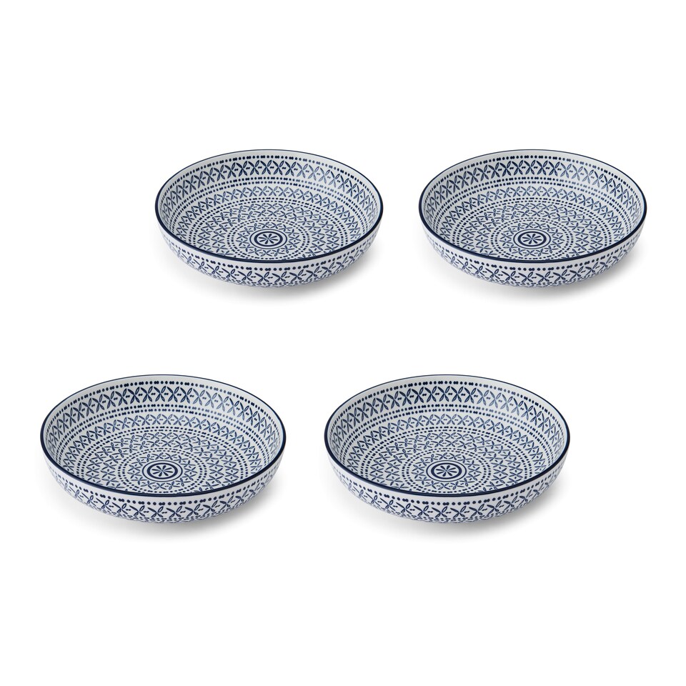 image 1 of Mikasa Set of 4 Blue Mediterranean Stoneware Pasta Bowls