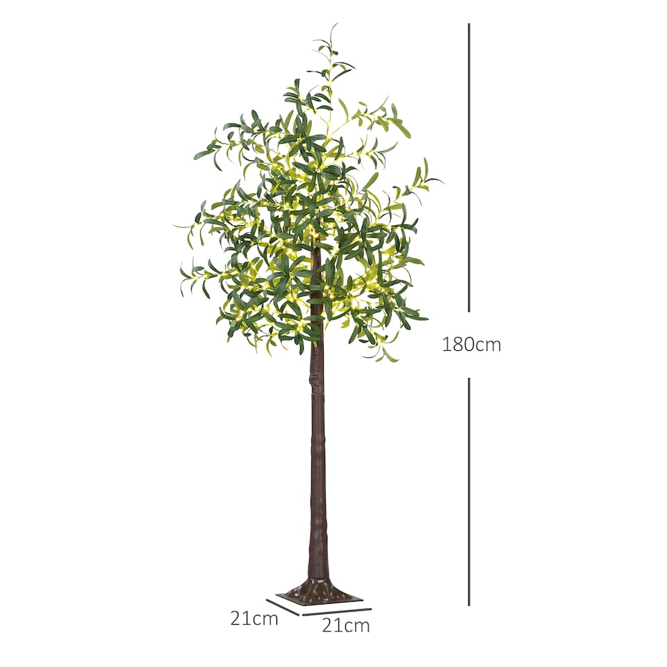 image 1 of HOMCOM 6ft Olive Tree Light with 300 Warm White LED Lights, Artificial Tree for Indoor, Party, Wedding, Christmas, Home Decoration, Green
