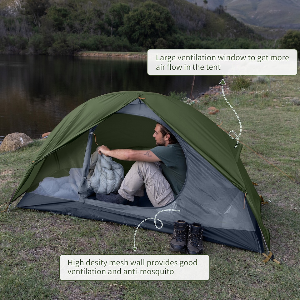 image 1 of Cycling Ultralight 1 Man Tent + Mat | Green | Forest Green