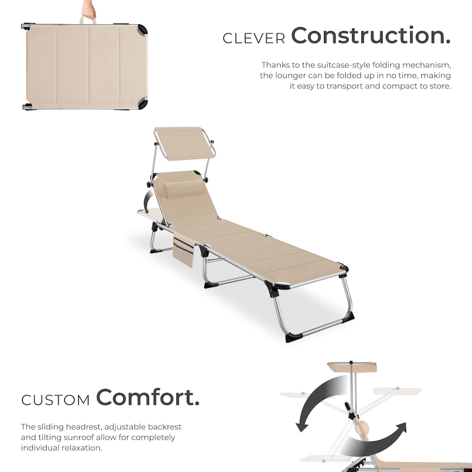 image 1 of Sun Lounger Lorella - padded, foldable, with aluminium frame | Cream | beige | 1