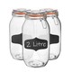 image 1 of Argon Tableware 3x Glass Storage Jars & Labels Set - 2 Litre - 4 Colour Seals Airtight Kitchen Storage Container Preserving Jar
