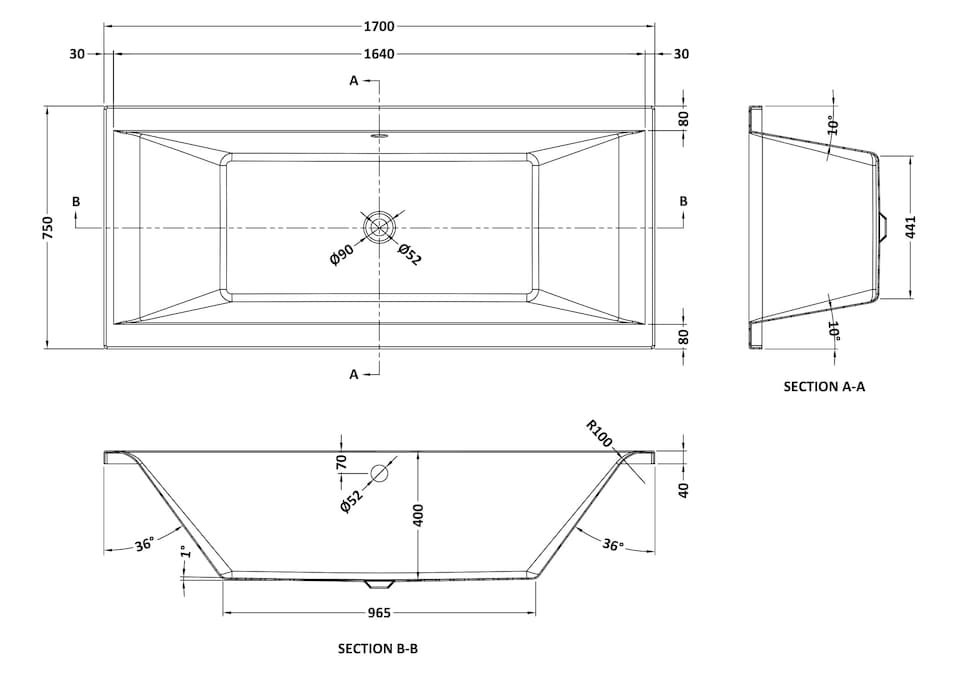 image 1 of Balterley Modern Double Ended Straight Shower Bath (Tap, Waste and Panel Not Included) | White | White | 1