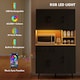 image 3 of HOMCOM Tall Kitchen Cupboard with LED Lights and Adjustable Shelves, Oak | Black | Oak and Black