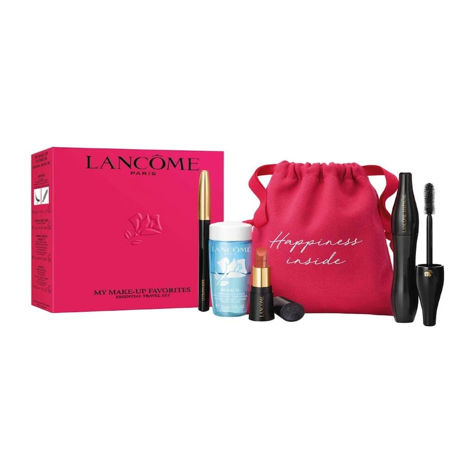 Lancome Set: Mascara 6.2ml No1 Black + Lipstick 1.6g No274 + Cleanser 30ml + Eye Pencil Blk 1.14g