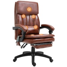 Vinsetto PU Leather Massage Office Chair w/ Adjustable Height Footrest Brown